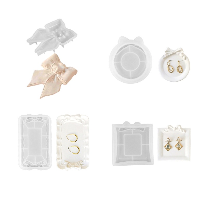 Cinna Nơ Khay Bảo Quản Khuôn Silicon Trang Sức Hiển Thị Pan Epoxy Nhựa Khuôn Hình Chữ Nhật Cốc Coaster Thạch Cao Plsater DIY