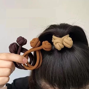 Set 2 Dây Buộc Tóc Cao Su Nút Thắt Hai Đầu, Chun Buộc Tóc Co Giãn Nhiều Màu Phong Cách Hàn Quốc QiQiShop