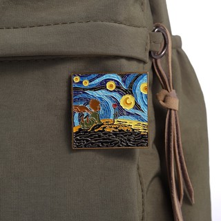 Huy Hiệu Cài Áo Kim Loại Hình Tranh Sơn Dầu van Gogh 'S work Men / Cánh Đồng / Mèo / Tàu Ngũ