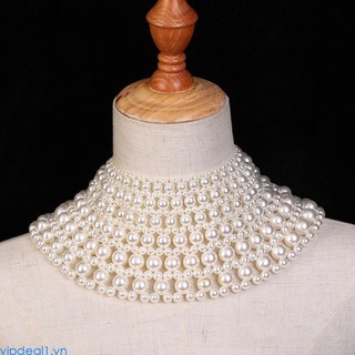Vipdeal1 Vòng cổ Cơ Thể Dạng Yếm Đính Hạt Ngọc Trai Sang Trọng Thanh Lịch Phong Cách vintage