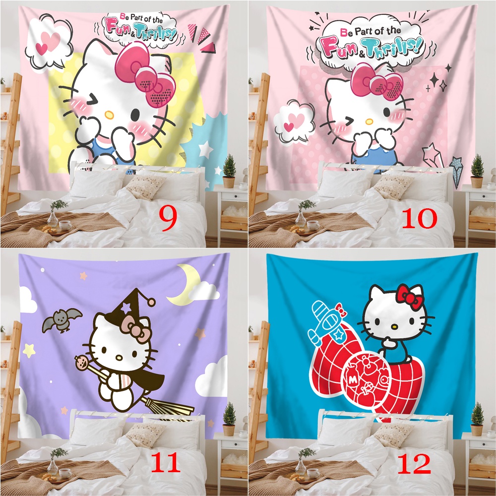 Thảm Treo Tường Trang Trí Phòng Ngủ Hình hello kitty