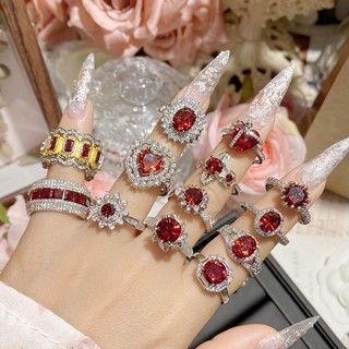 1 Chiếc Sang Trọng Nhiều Màu Sắc Kho Báu Giả Nhẫn Ruby Thiết Kế Thời Trung Cổ Quý Bà Ăn Tối Đỏ Corundum Nhẫn Đa Năng