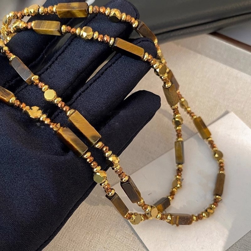 Dasbsug Hổ Đá Mắt Hạt Vòng Cổ Đá Quý Độc Đá Quý Mặt Dây Chuyền Choker Để Mặc Hàng Ngày