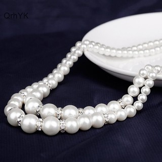 Nhà Máy Thời Trang Dây Xích Đôi Ngọc Trai Bộ Trang Sức Nữ Mô Phỏng Vòng Cổ Ngọc Trai Bông Tai Trang Sức QrhYK