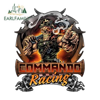 EARLFAMILY 13cm x 11cm Commando Racing Gear Xe Nhãn Dán Lực Lượng Đặc Biệt Đầu Lâu Piston Decal Offroad 4x4 Dán Thân Cửa Sổ
