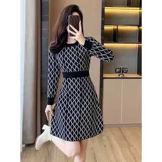 Xiaoxiang Đầm Dệt Kim Tay Dài Ôm Dáng Vừa Vặn Mùa Thu 2023 Phong Cách Sang Trọng Cho Nữ