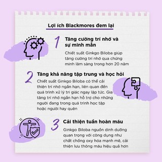 Hỗ trợ tuần hoàn máu não blackmores gingkoforte 40 viên tăng cường trí nhớ