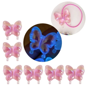 Mya 10 Chiếc Acrylic Lỗ Thẳng Dạ Quang Bướm Rải Hạt Màu Rời Hạt Điện Thoại Vòng Tay Phụ Kiện Chất Liệu