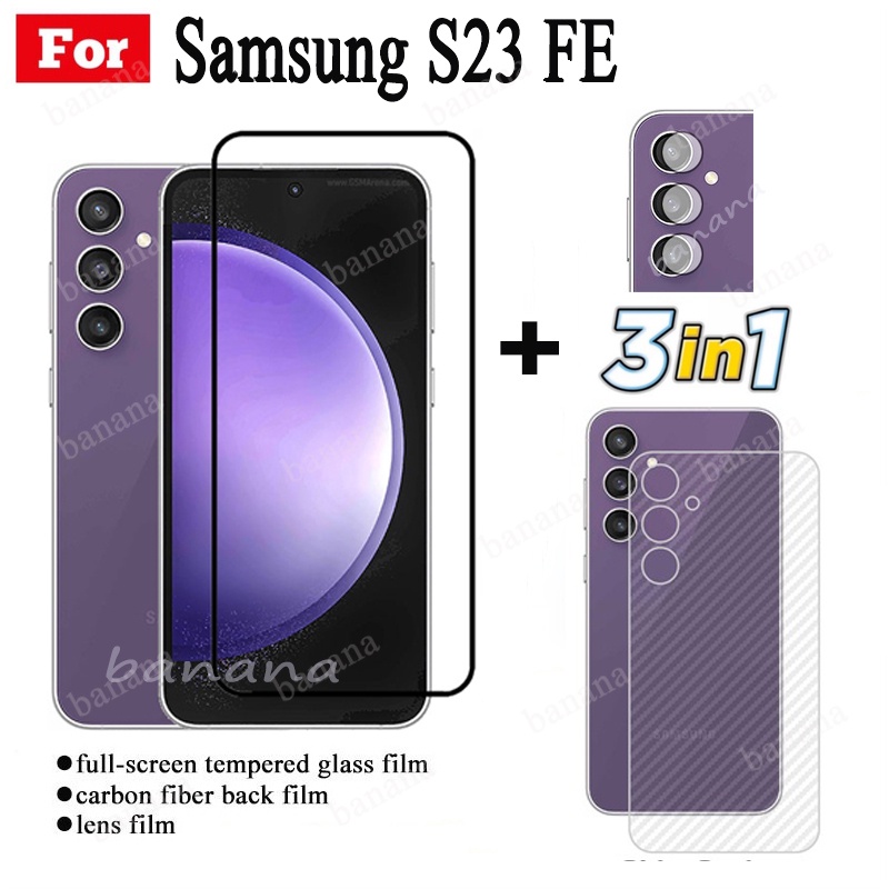 Kính cường lực 3 trong 1 Samsung S23 FE Full Cover Bảo vệ màn hình cho Samsung Galaxy A05 A05s A04 A04e A54 A34 A24 4G 5G Phim kính và bảo vệ ống kính máy ảnh