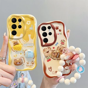 Ốp lưng Samsung S22 Ultra Ốp lưng dễ thương Vỏ kem Edge Điện thoại Hình ba chiều Búp bê Vỏ mềm Full Case NYGZ