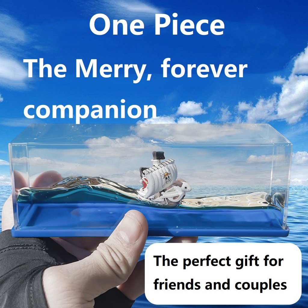 Trang trí ô tô One Piece - Golden Merry Ship in Bottle, Anime Pirate Ship Figurine, Thiết kế hoạt hình sáng tạo, Quà tặng hoàn hảo cho những người yêu thích sinh nhật và ô tô