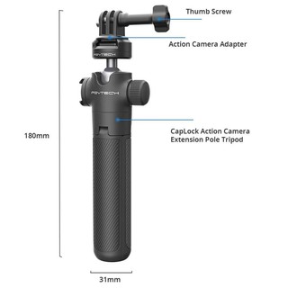 PGYTECH CapLock Camera Hành Động Nối Dài Cực Chân Máy Selfie Stick Theo Tiêu Chuẩn 1 / 4 Phát Hành Nhanh Cho Hành Động 4 / 3 / Gopro Hero 12 / 11