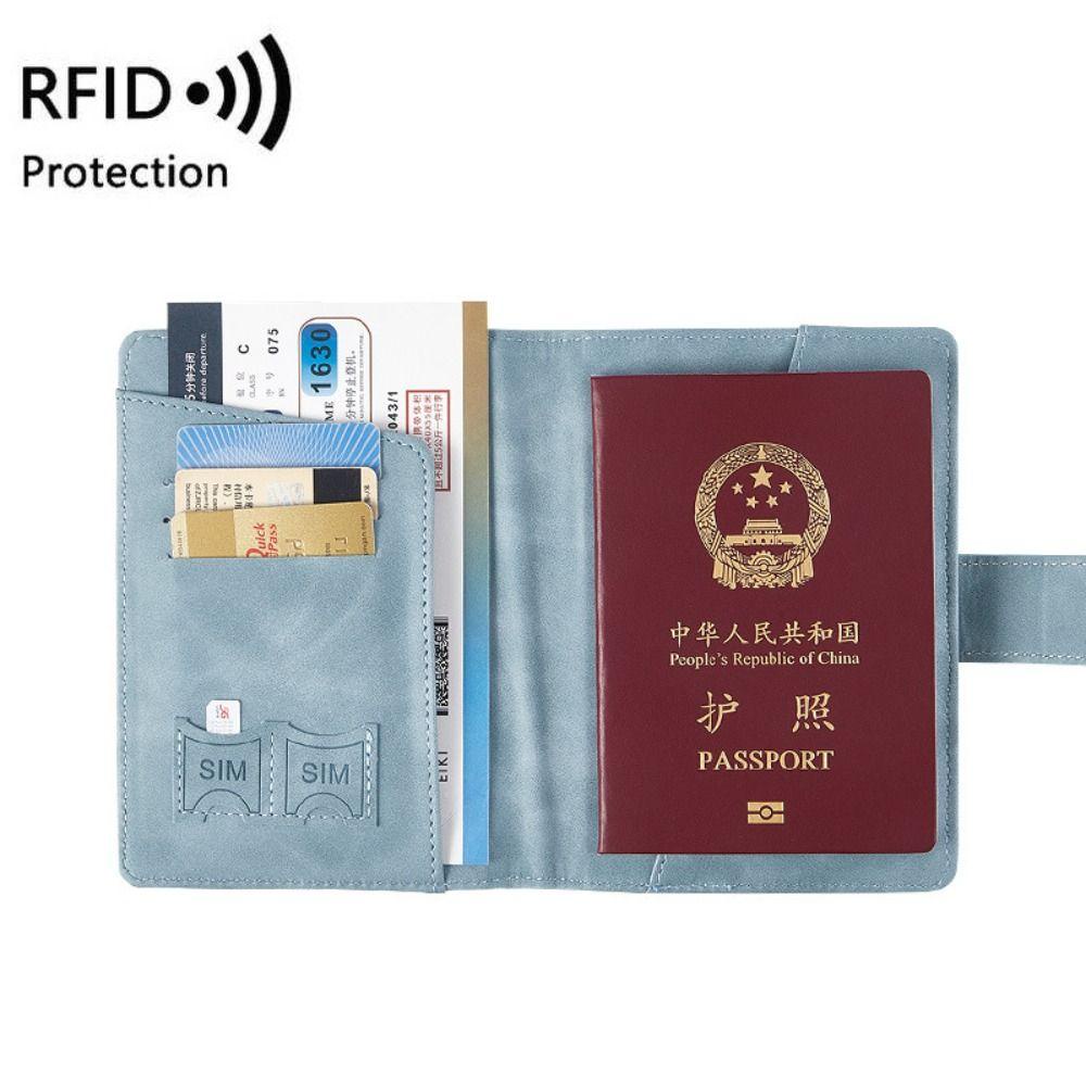 Túi đựng hộ chiếu HOBBYIN, Hộp đựng hộ chiếu RFID bằng da đa chức năng, Hộ chiếu ví RFID chống nước siêu mỏng di động