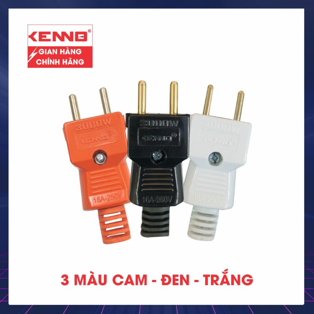 Phích cắm chịu tải Qled/Kenno công suất 3000W màu cam trắng đen chân phích 4.8mm
