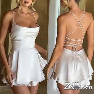 Phụ Nữ Màu Trơn Cami Jumpsuit Đầm Cowl Cổ Không Tay Ngắn Mùa Hè Chéo Buộc Lưng Áo Liền Quần Clubwear