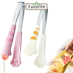 Favoritegoods Kẹp Thực Phẩm, Kẹp Nướng Bánh Sandwich Bằng Thép Không Gỉ Kẹp Bữa Ăn, Hình Mèo Tiện Ích Nhà Bếp Nướng Lưỡi