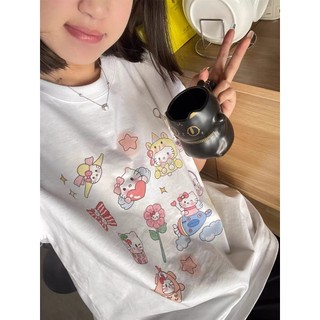 HIIXIIVI Áo thun nữ tay ngắn cổ tròn baggy in độc đáo