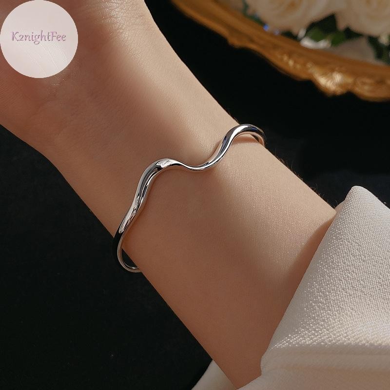K2nightfee Bạc Bóng Không Đều Mobius Vòng Tay Có Thể Điều Chỉnh Cá Tính Dây Đeo Tay Dành Cho Nữ VN