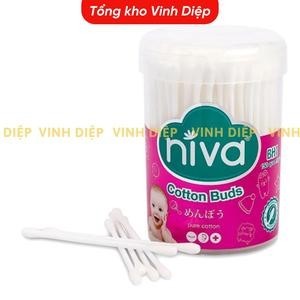 Hộp Tăm Bông Niva Cho Trẻ Sơ Sinh 150 Que Thân Nhựa BH1 Bông Tự Nhiên, Kháng Khuẩn An Toàn Cho Bé