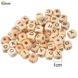 [Cuticate] Bộ 100 Hạt Gỗ Xâu Chuỗi Hình Chữ Cái 10mm