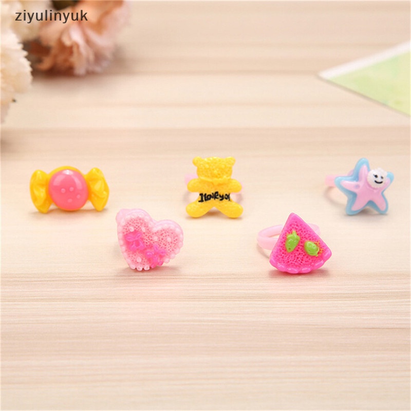 Ziyulinyuk Set 10 Nhẫn Nhựa Hoạt Hình Dễ Thương Cho Bé