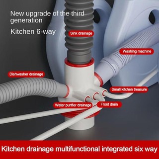 Bộ chuyển đổi ống bồn rửa JKDESIGN, nhánh cống thoát gọn gàng, vòng niêm phong đa chức năng, nối máy rửa chén/máy giặt