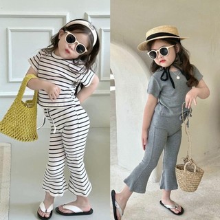 S08 [XẢ KHO]- Set áo thun quần loe bé gái đáng yêu - Size 8-35Kg