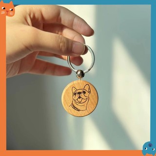Móc khóa tùy chỉnh cho thú cưng Móc khóa gỗ sồi Quà tặng sáng tạo bằng gỗ Hình ảnh Móc khóa tùy chỉnh