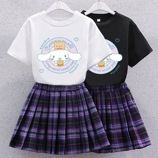 SANRIO Bộ Áo Váy Xếp Ly Thời Trang Mùa Hè 2023 Dễ Thương Dành Cho Bé Gái