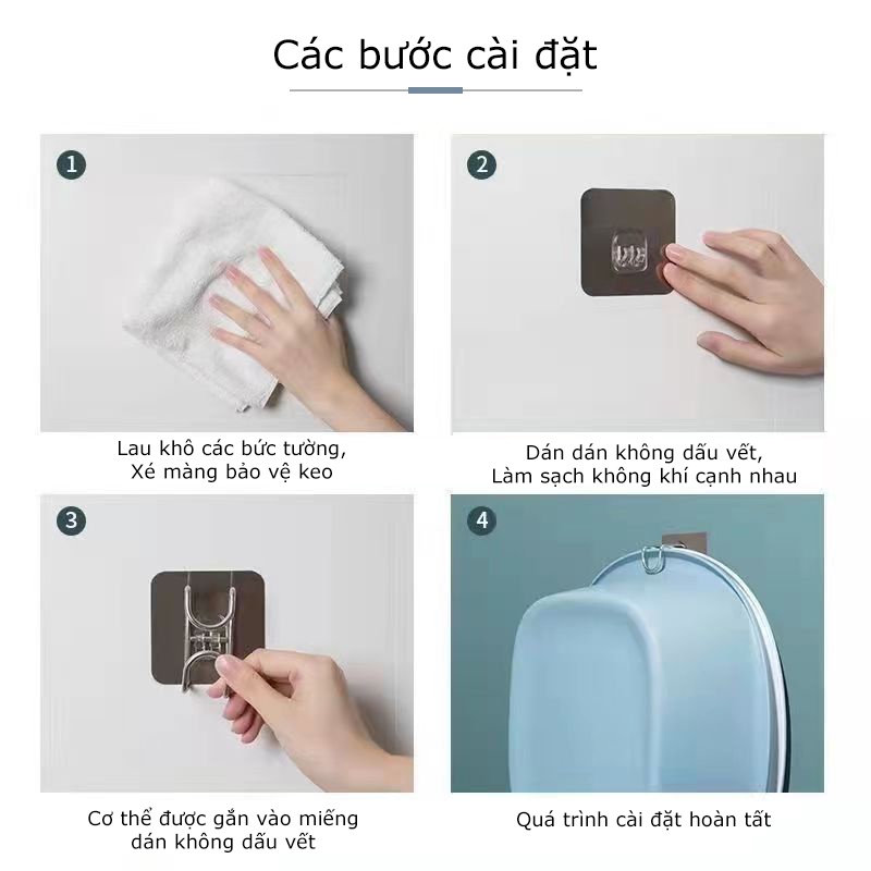 Móc dán tường treo chậu đồ dùng siêu dính chịu lực tới 10kg bằng inox
