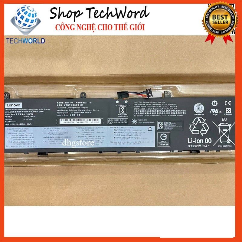 Batterie Pour Lenovo ThinkPad X1 Extreme/P1 Gen 1-2 - Modèle L17C4P72, 80Wh, 15.36V - Compatible Multiples Références - 6