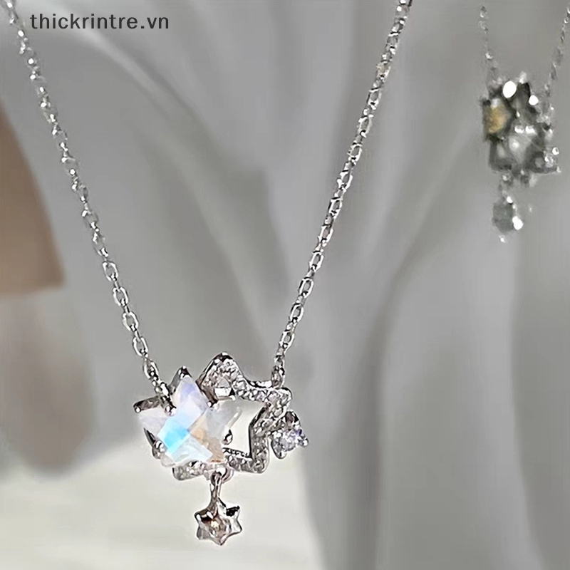 Th Vòng cổ Đính Đá Ngôi Sao Đôi Thiết Kế Dạng Xích Thời Trang Cho Nữ