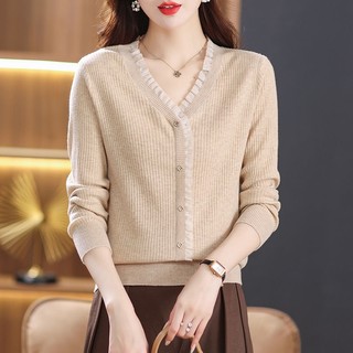 Áo Len Tay Dài Cổ Chữ v Form Rộng Kiểu Dáng Hợp Thời Trang Cho Nữ