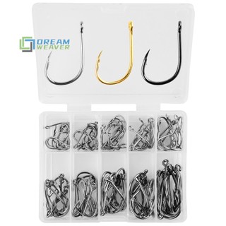 Bộ 100 Móc Câu Cá Bằng Thép Carbon Đơn Vòng Tròn Câu Cá Fly Fishing Jip mới