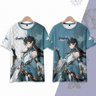 PS2 Honkai: Star Rail Áo 3D Áo Sơ Mi Cosplay Imbitor Lunae Anime Unisex Tee Tay Ngắn Top Dan Heng Casual Plus S