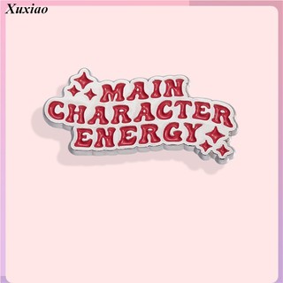 Huy Hiệu Kim Loại Khắc Chữ Tiếng Anh "main character Energygy" Tráng Men Quà Tặng Bạn Bè