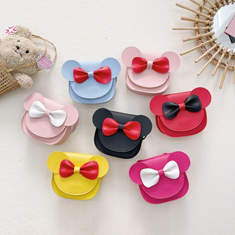 HOBBYIN Túi xách nhỏ, có túi đeo vai Mini nơ tai chuột, ví bền cho bé gái