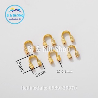20 Kẹp U Mạ Vàng 18k Dùng Kẹp Đệm Đầu Dây Làm Vòng Đeo Tay, Dây Chuyền