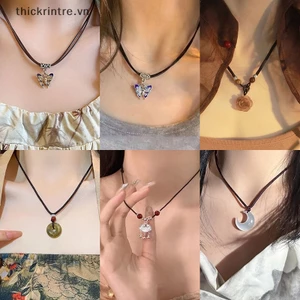 THI Phong Cách Trung Hoa Thời Trang Retro Dây Vòng Cổ Hoa Mặt Trăng Khóa An Toàn Mặt Dây Chuyền Vòng Cổ Nữ Vintage Trang Sức VN