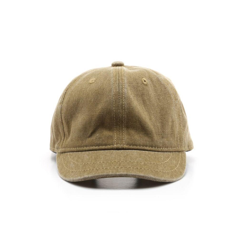Mũ lưỡi trai thời trang JVSUB, Mũ bóng chày màu trơn Cotton giặt, Mũ Snapback vành ngắn có thể điều chỉnh mùa hè