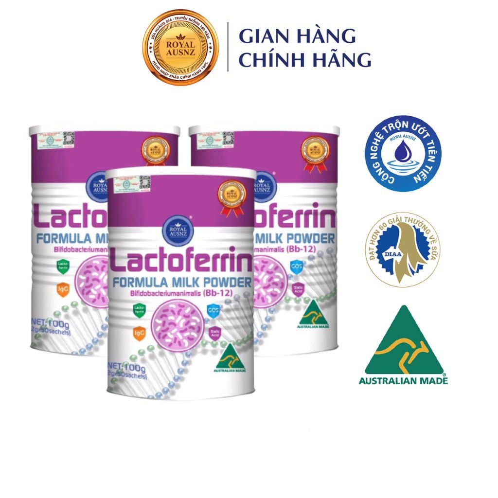 Ảnh Combo 3 Hộp Sữa Hoàng Gia Úc Lactoferrin Formula Milk BB-12 ROYAL AUSNZ Hỗ Trợ Tăng Cường Hệ Miễn Dịch Cho Trẻ 100g 1