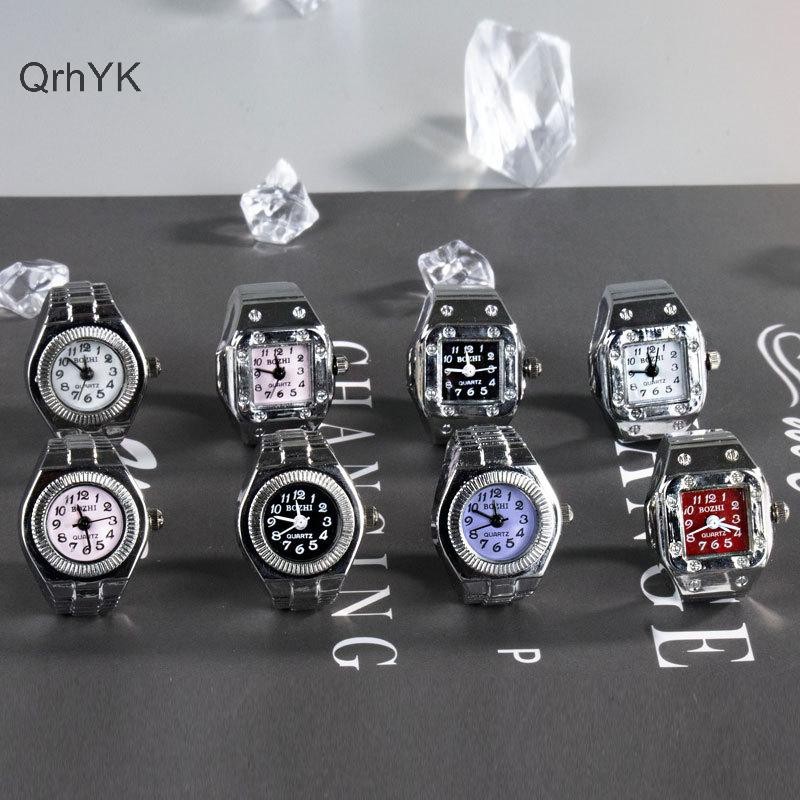 Thời Trang Nhà Máy Vintage Nhẫn Punk Thạch Anh Đồng Hồ Nhẫn Dành Cho Cặp Đôi Nữ Nam Hip hop Thoáng Mát Co Giãn Co Giãn Đồng Hồ Ngón Tay Nhẫn Cá Tính Hip-hop Phụ Kiện QrhYK