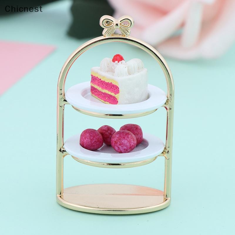 [Chc] 1 / 12 Nhà Búp Bê Thu Nhỏ Món Tráng Miệng Chảo Bánh Đứng Khay Trái Cây Búp Bê Đồ Chơi Nhà Bếp [VN]