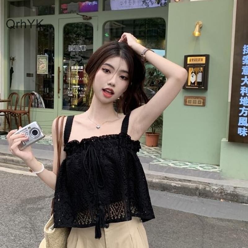 Nhà Máy Thời Trang Mùa Hè Rỗng sel Dệt Kim Camisole Nữ Màu Trơn Không Tay Rời Tank Top QrhYK