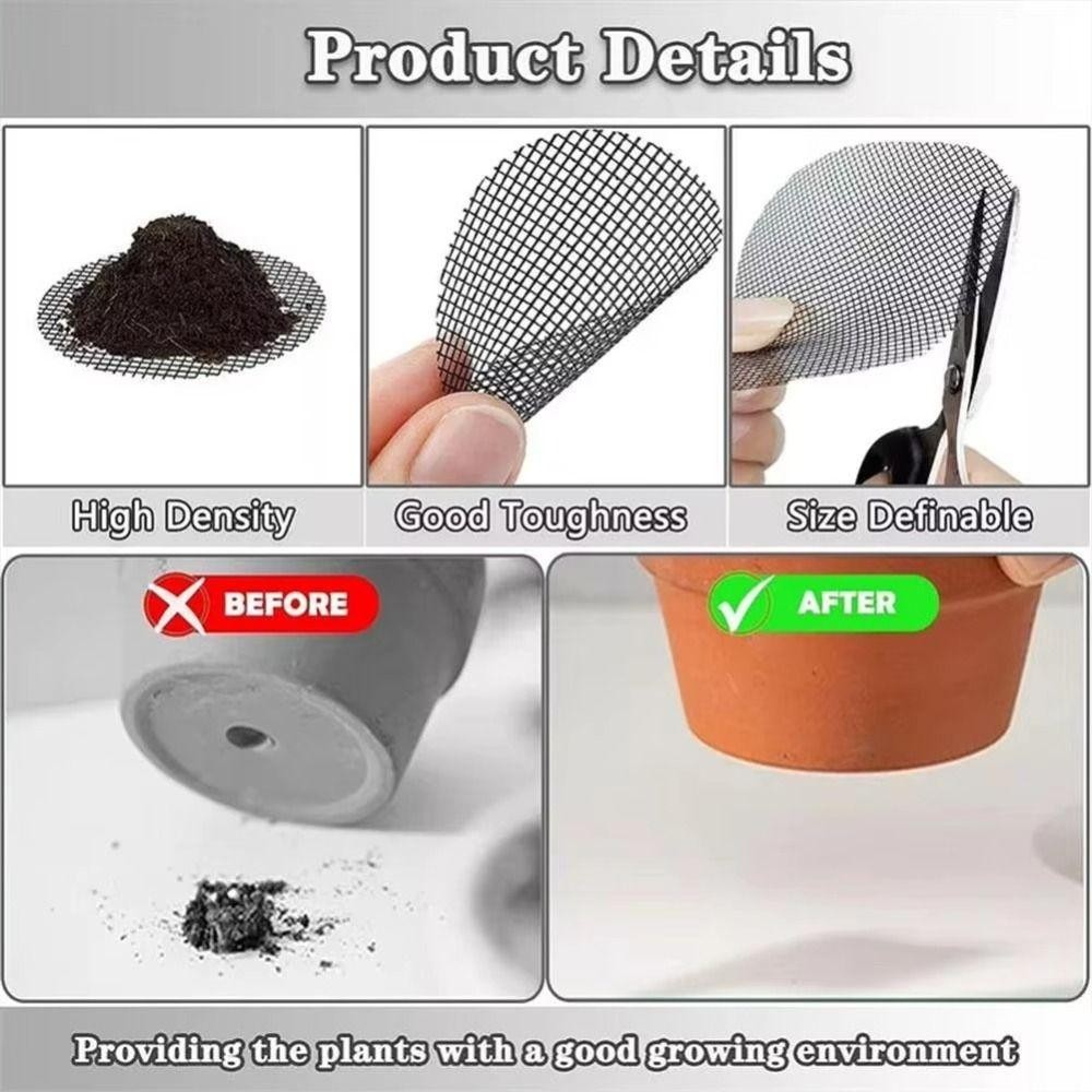 CATIYAHA 50 Cái / bộ Màn Hình Thoát Nước Cây Cảnh, Nhựa Chống Mất Đất Chậu Hoa Lỗ Lưới Tấm Lót, Tròn Thoáng Khí Chậu Hoa Đáy Thảm Vườn
