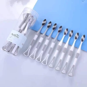 Set Bàn Chải Đánh Răng 2 Đầu Có Cạo Rơ Lưỡi (Hộp Tròn Xám)