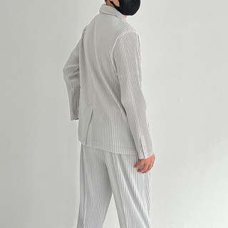 Miyake Áo Khoác Vest Dáng Rộng Xếp Ly Thời Trang Cao Cấp Lịch Lãm Cho Nam