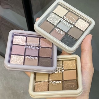 Novo Bảng Phấn Mắt Chín Màu Lì Và Ánh Ngọc Trai Kết Hợp Trang Điểm Mắt Khói Siêu Lấp Lánh