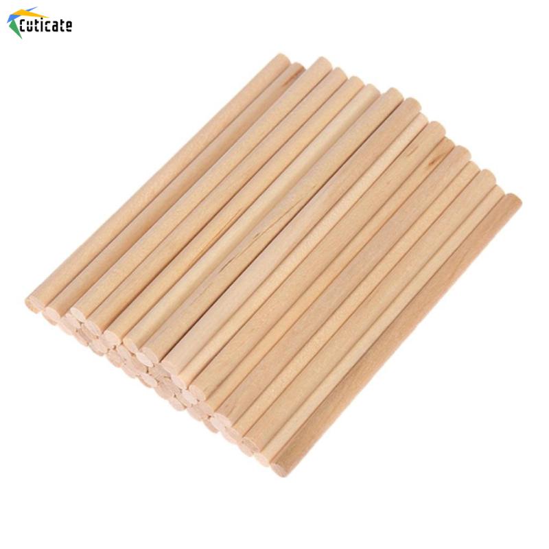 [Cuticate]Set 50 Que Gỗ Tròn 10cm / 15cm / 20cm Đường Kính 5mm