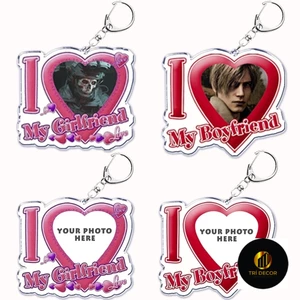 Móc khóa I Love My Boyfriend Girlfriend Heart Acrylic Móc Khóa Cặp Đôi Móc Khóa Cho Túi Mặt Dây Chuyền